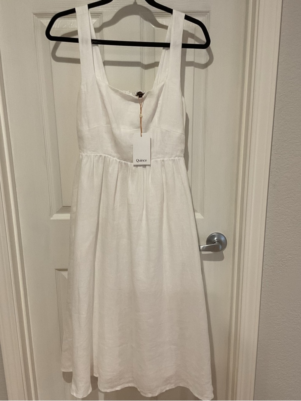 Quince 100% European linen fit and flare midi dress white small nwt pockets - Picture 3 of 8
